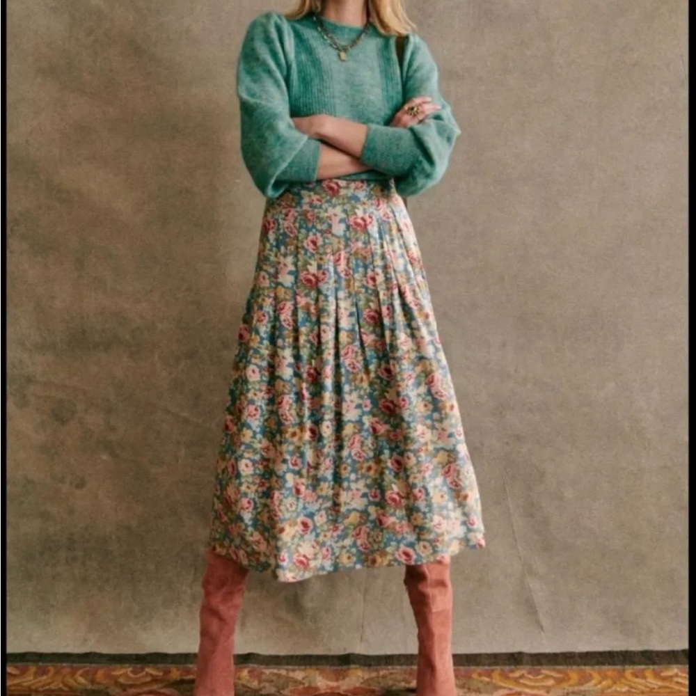 Sezane Jade Floral Midi Skirt Size 44 (USA Size 12)